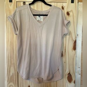 Women's Beige V-Neck Top